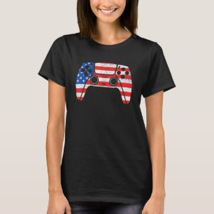 Us Kids Boy Fourth Of July American Flag Video Ga T-Shirt