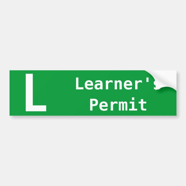 US learner's permit new L driver green Bumper Sticker (Front)