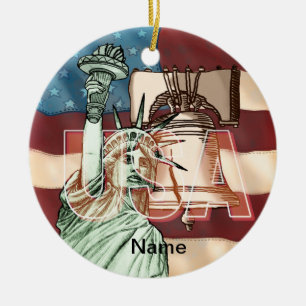 US Liberty Flag Ceramic Ornament