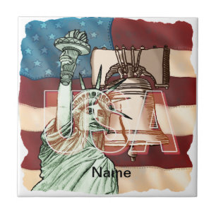 US Liberty Flag Ceramic Tile