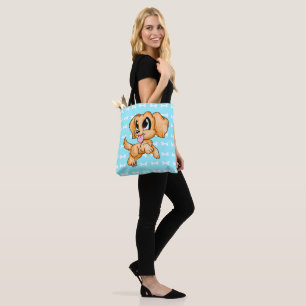 US Made Double Sided Hand Drawn Cute Dog Tote Bag