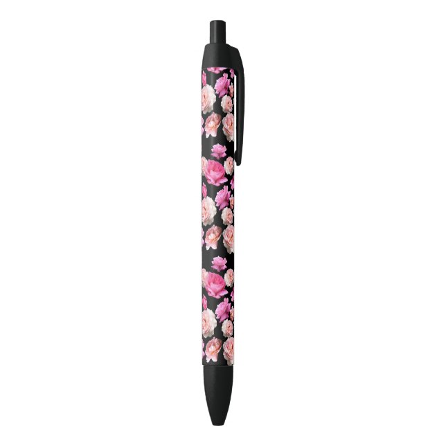 US Made Elegant Romantic Pink Roses Floral Pen (Bottom (Vertical))