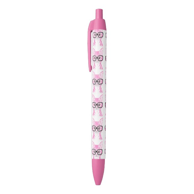 US Made Hand Drawn Nerdy Cat Art Pen (Top (Vertical))