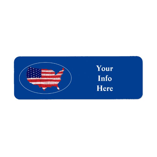 US Map And Flag  Return Address Label (Front)