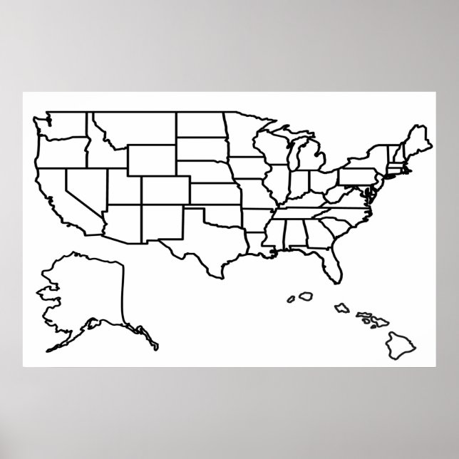 US Map Blank Outline United States Poster (Front)