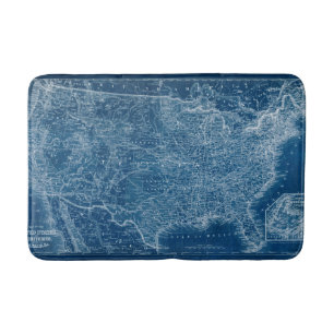US Map Blueprint Bath Mat