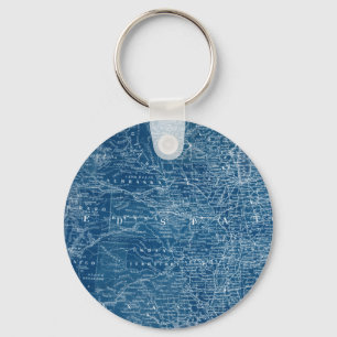 US Map Blueprint Key Ring