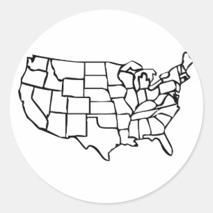 US Map Classic Round Sticker