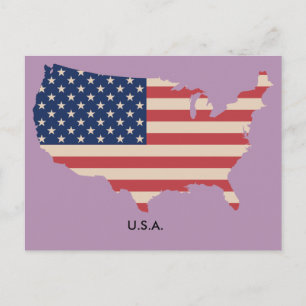 US Map Flag Postcard