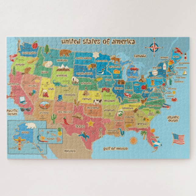 US Map for Kids Jigsaw Puzzle (Horizontal)