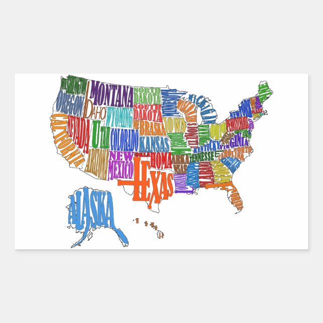 US MAP RECTANGULAR STICKER (Front)