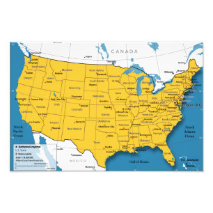 US Map US Map With State Names and Capitals Photo Print
