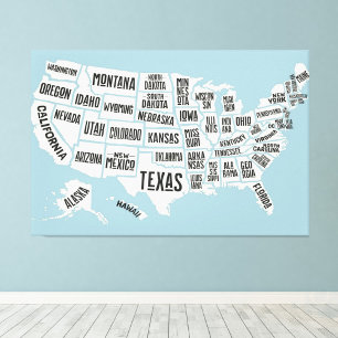 US Map With State Names United States 60x40 inch Photo Print