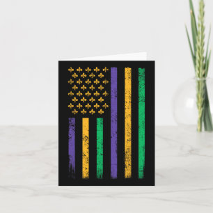 Us Mardi Gras Flag - Celebration Outfit For Men An Card