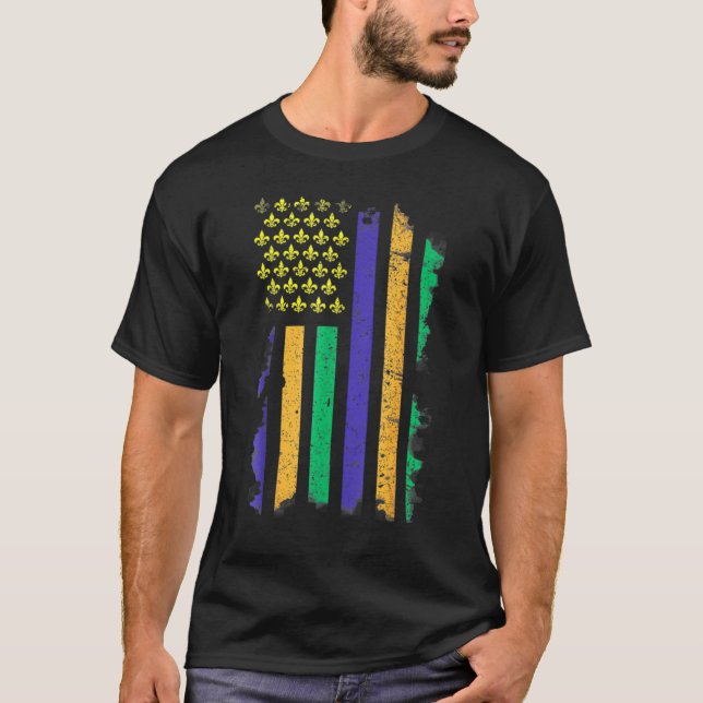 US Mardi Gras Flag - Celebration Outfit For Men &  T-Shirt (Front)