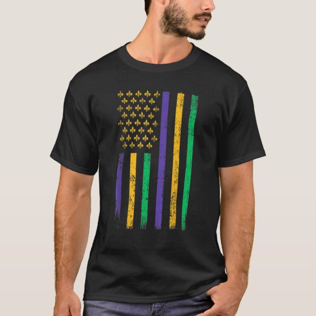 US Mardi Gras Flag - Celebration Outfit For Men &  T-Shirt (Front)