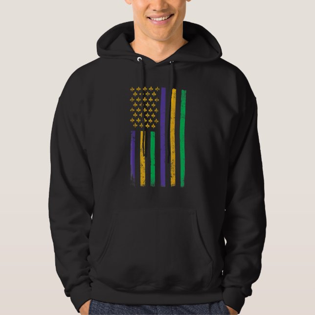 US Mardi Gras Flag Celebration Outfit For Men & Wo Hoodie (Front)