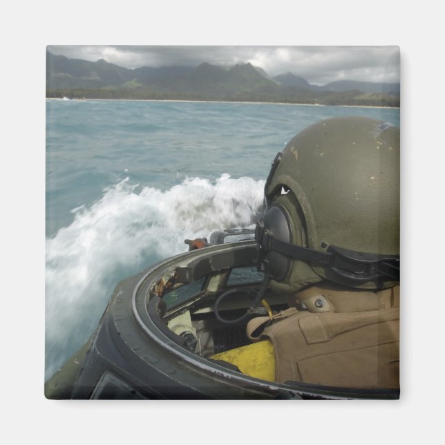 US Marine driving an amphibious assault vehicle Magnet (Front)