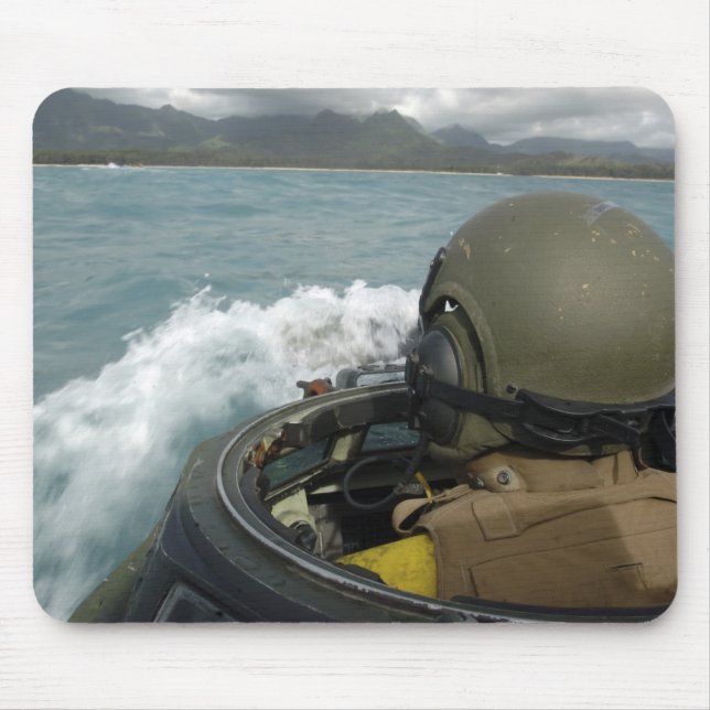 US Marine driving an amphibious assault vehicle Mouse Pad (Front)