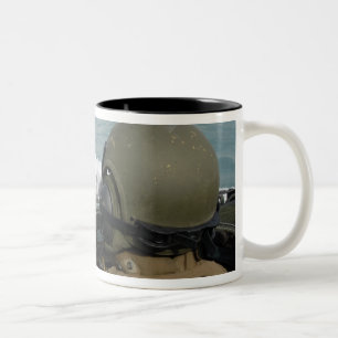 US Marine driving an amphibious assault vehicle Two-Tone Coffee Mug