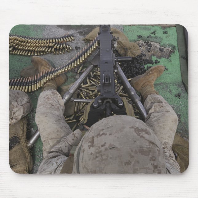 US Marine fires an M2 50-calibre machine gun Mouse Pad (Front)