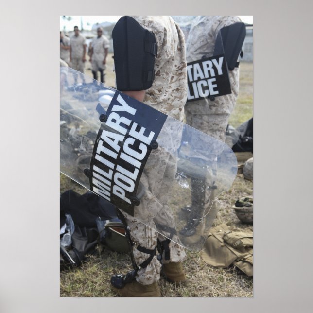 US Marines and Sailors don riot gear Poster (Front)
