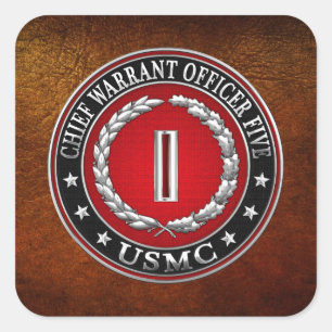 US Marines: Chief Warrant Five (USMC CWO-5) [3D] Square Sticker