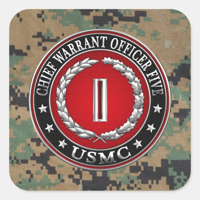 US Marines: Chief Warrant Five (USMC CWO-5) [3D] Square Sticker (Front)