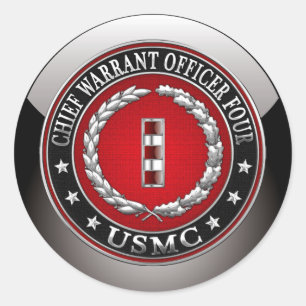 US Marines: Chief Warrant Four (USMC CWO-4) [3D] Classic Round Sticker