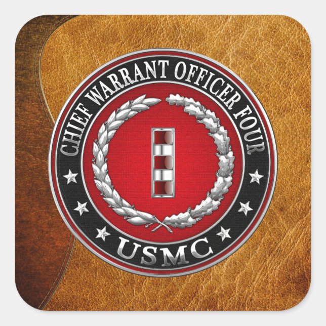 US Marines: Chief Warrant Four (USMC CWO-4) [3D] Square Sticker (Front)