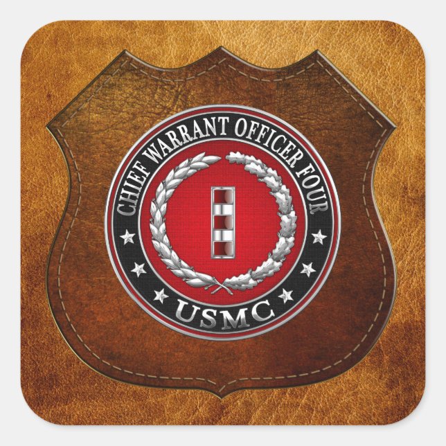 US Marines: Chief Warrant Four (USMC CWO-4) [3D] Square Sticker (Front)