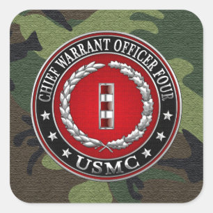 US Marines: Chief Warrant Four (USMC CWO-4) [3D] Square Sticker