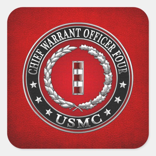 US Marines: Chief Warrant Four (USMC CWO-4) [3D] Square Sticker (Front)