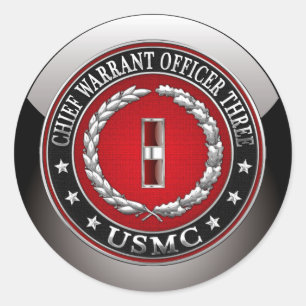 US Marines: Chief Warrant Three (USMC CWO-3) [3D] Classic Round Sticker