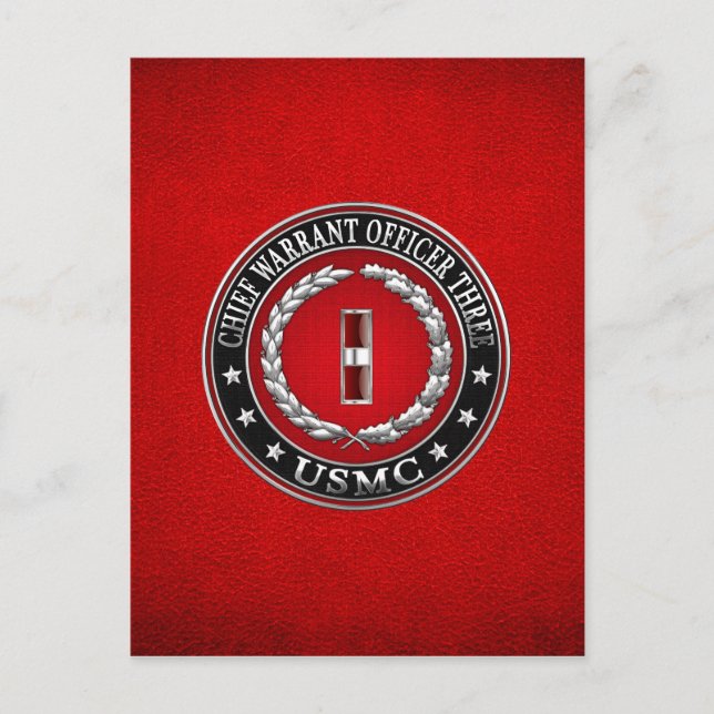 US Marines: Chief Warrant Three (USMC CWO-3) [3D] Postcard (Front)