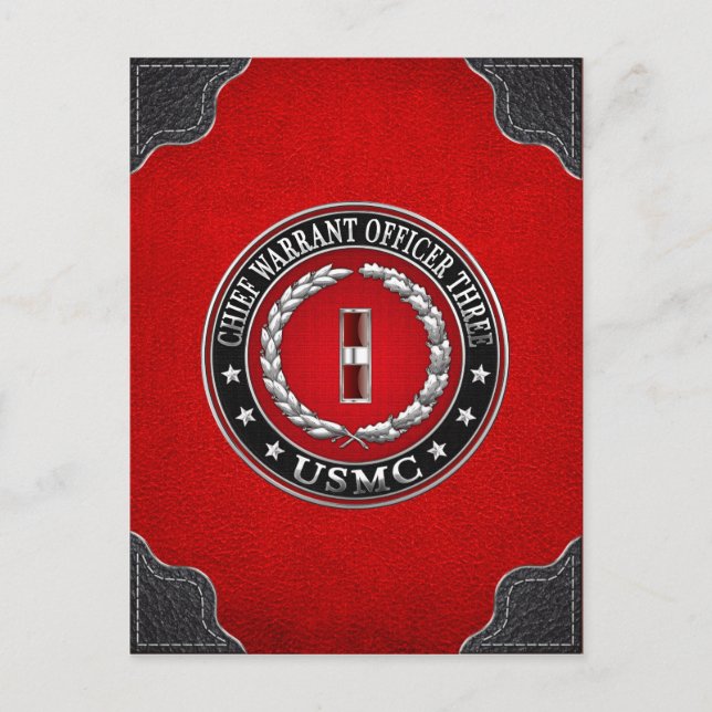 US Marines: Chief Warrant Three (USMC CWO-3) [3D] Postcard (Front)