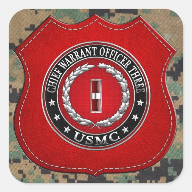 US Marines: Chief Warrant Three (USMC CWO-3) [3D] Square Sticker (Front)