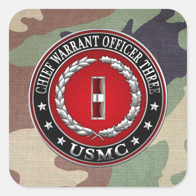 US Marines: Chief Warrant Three (USMC CWO-3) [3D] Square Sticker (Front)