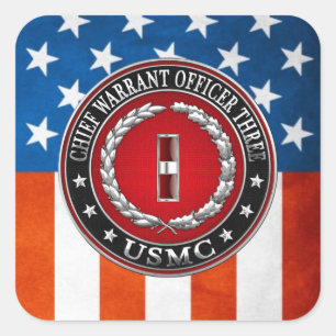 US Marines: Chief Warrant Three (USMC CWO-3) [3D] Square Sticker