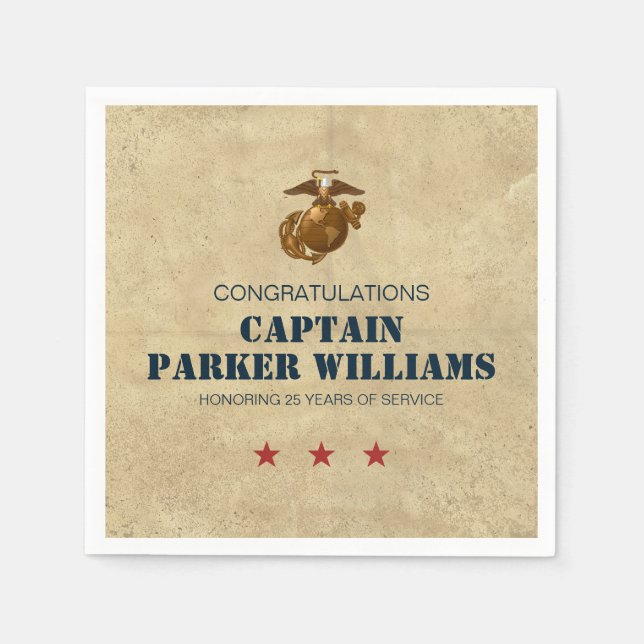 US Marines Corps Retirement Party Napkin (Front)
