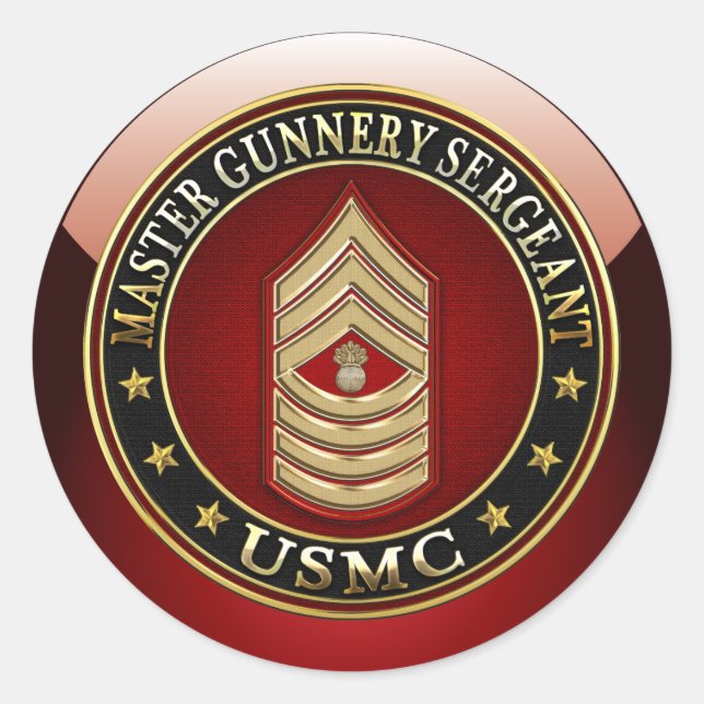 US Marines: Master Gunnery Sergeant (USMC MGySgt) Classic Round Sticker (Front)
