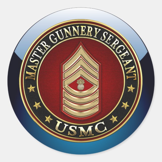US Marines: Master Gunnery Sergeant (USMC MGySgt) Classic Round Sticker (Front)