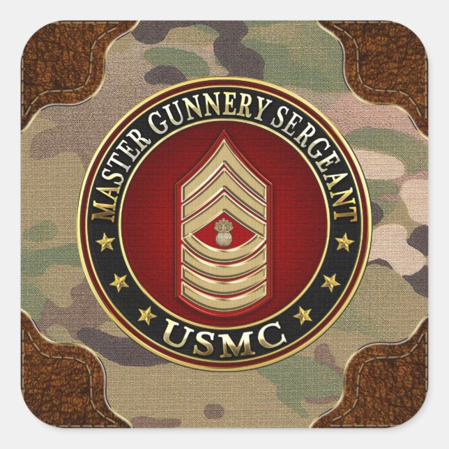 US Marines: Master Gunnery Sergeant (USMC MGySgt) Square Sticker (Front)