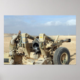 US Marines prepare to fire a howitzer 2 Poster