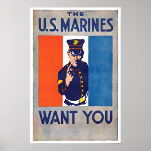 US Marines Recruitment Poster WWII Propaganda Art