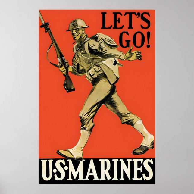 US Marines Recruitment Poster WWII Propaganda Wall (Front)