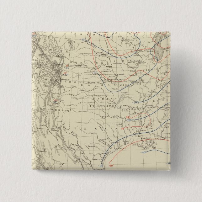 US Mean Temperature 15 Cm Square Badge (Front)