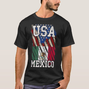 Us Mexican Flag Mexico Heritage Patriotic American T-Shirt