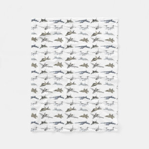 US Military Airplanes Fleece Blanket