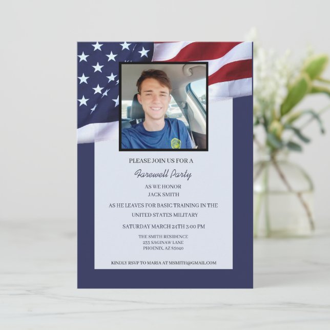 Us Military Bootcamp Going Away Party Invitation (Standing Front)